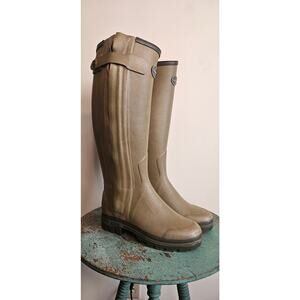 NWT! Superb Quality! Le Chameau Leather Lined Wellington, Ladies, Green, Sz 6